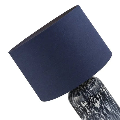 Modern Navy Blue and Smoked Grey Marble Snowflake Glass Table Lamp with Shade - 46cm