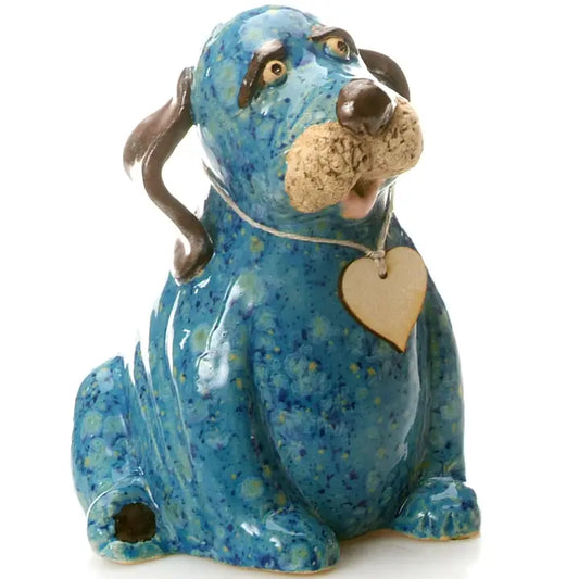 Puppy Dog Ceramic Figurine in Blue - 16cm