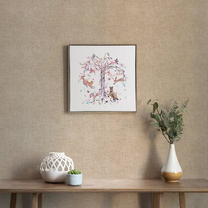 Leaping Into the Fauna Framed Canvas Stone - 70x70cm