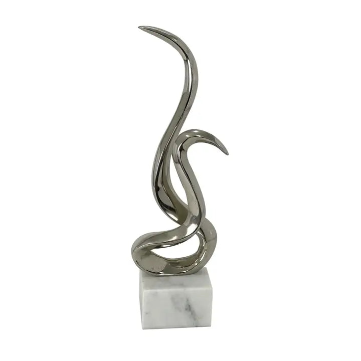 Warm Silver Abstract Sculpture - 43.2cm