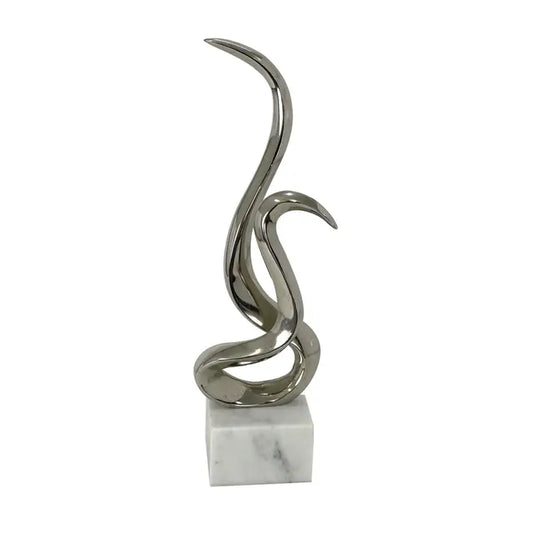 Warm Silver Abstract Sculpture - 43.2cm