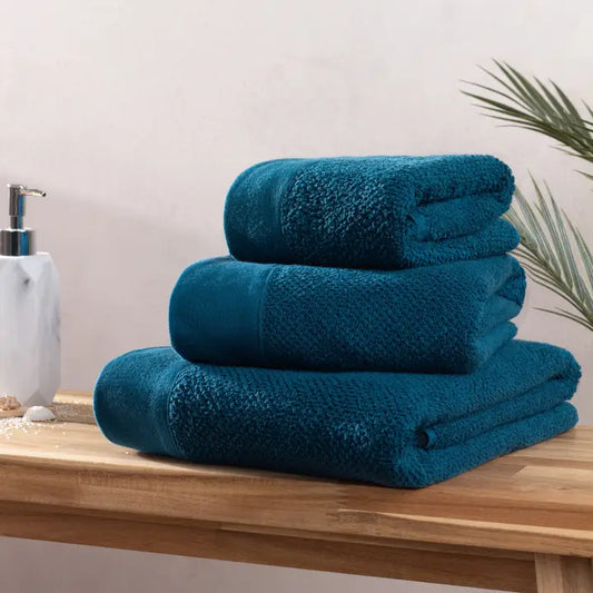 Textured Weave Towels Blue - 100% Cotton