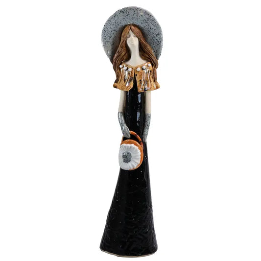 Fashionista Ceramic Figurine in Black - 35cm