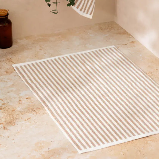 Hebden Striped Cotton Bath Mat Natural - 100% Cotton