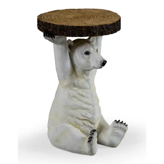 Polar Bear Holding "Trunk Slice" Side Table - 52cm