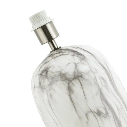 Marble Effect Ceramic Table Light Base with Gloss Glazing and Satin Nickel Trim - 38cm