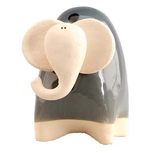 Chubby Elephant Ceramic Figurine in Grey - 11cm