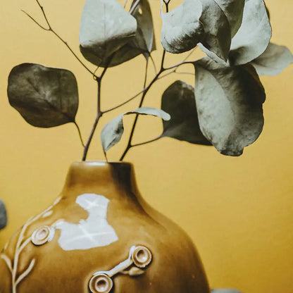 Mustard Floral Vase - 26cm