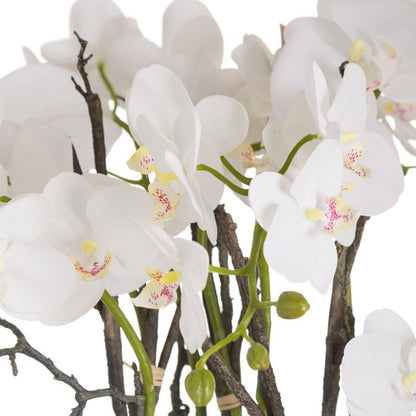 White Artificial Orchid In Stone Pot - 70cm