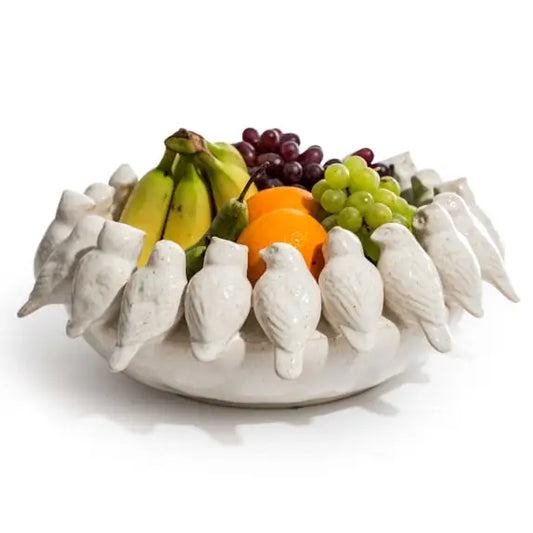 Oatmeal Ceramic Flock of Birds Bowl - 37.5cm