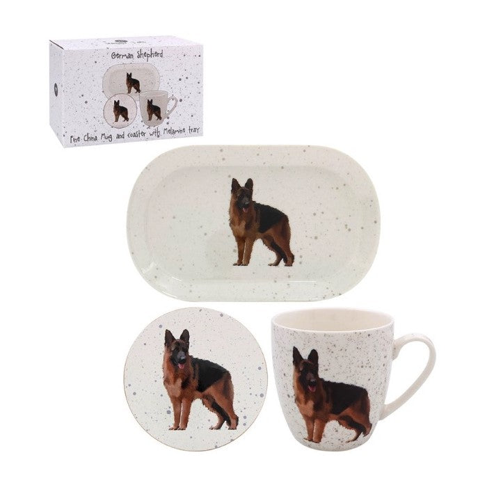 German Sheppard Mug, Coaster and Tray Set