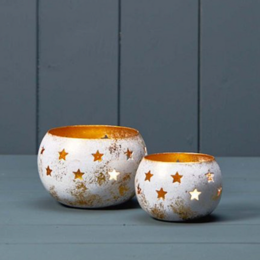 Gold Antique Style Candle Holder, Festive Golden Star Candle Holder 8CM