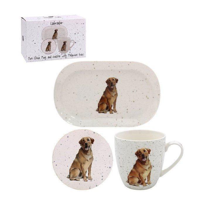 Golden Labrador Mug, Coaster and Tray Set