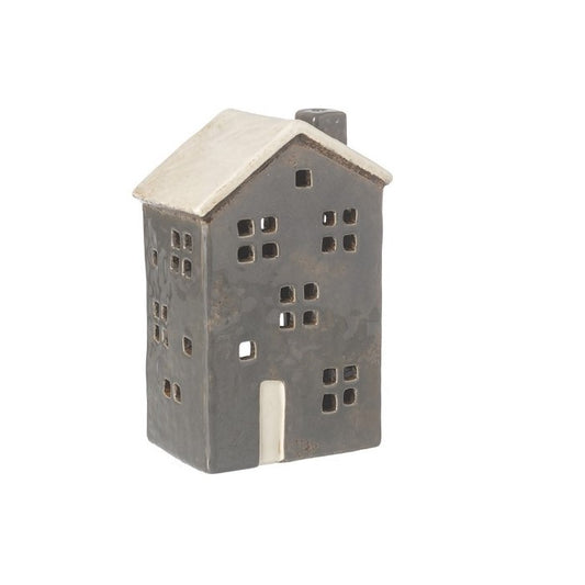 Grey House Ceramic Tealight Holder - 16cm