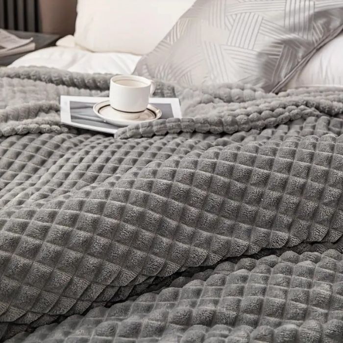Jacquard Fleece Blanket - Grey