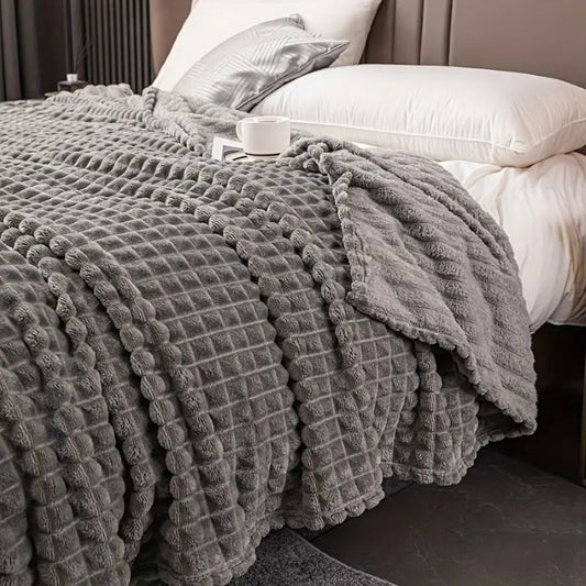 Jacquard Fleece Blanket - Grey