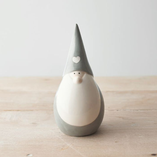 Ceramic Plump Grey & White Heart Gonk Ornament 15cm