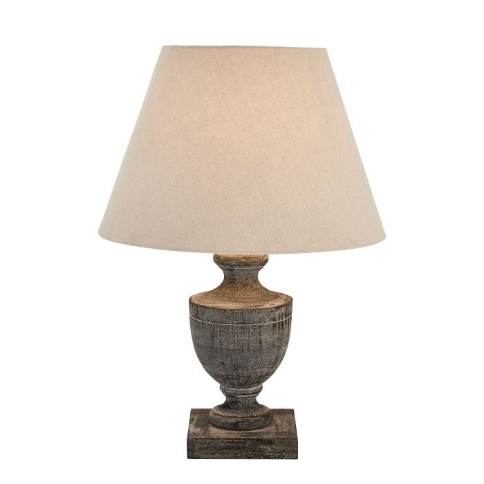 Grey Wooden Urn Table Lamp - 51cm