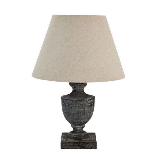 Grey Wooden Urn Table Lamp - 51cm