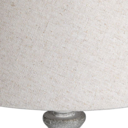 Hand-Carved Wooden Table Lamp - Beige/Grey - 40cm