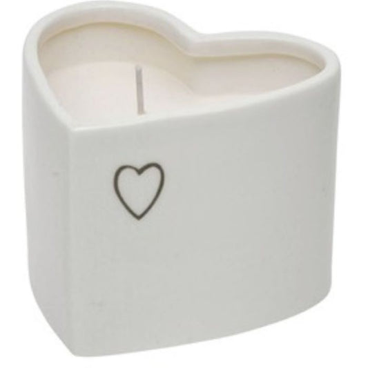 White Ceramic Heart Vanilla Scented Candle 8CM