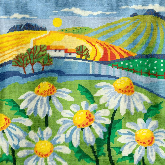 Tapestry Kit, Needlepoint Kit Daisy Landscape, Heritage Crafts