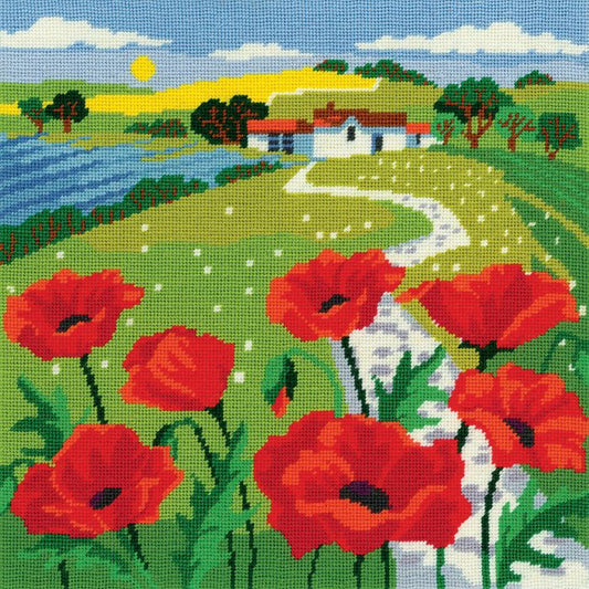 Tapestry Kit, Needlepoint Kit Poppy Landscape, Heritage Crafts