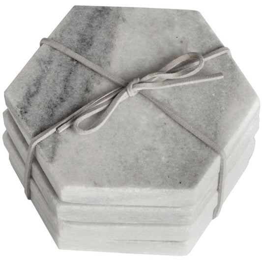 Grey Marble Hexagonal Coasters - Set of 4 - 11cm