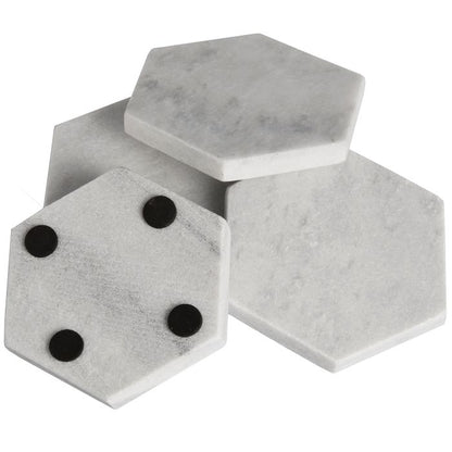 Grey Marble Hexagonal Coasters - Set of 4 - 11cm