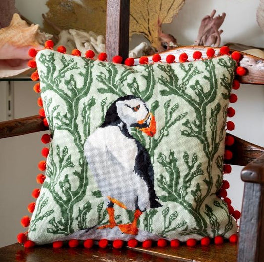 Tapestry Kit, Needlepoint Kit Puffin Island, Heirloom Needlecraft