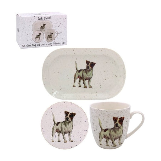 Jack Russell Mug Coaster and Tray Set