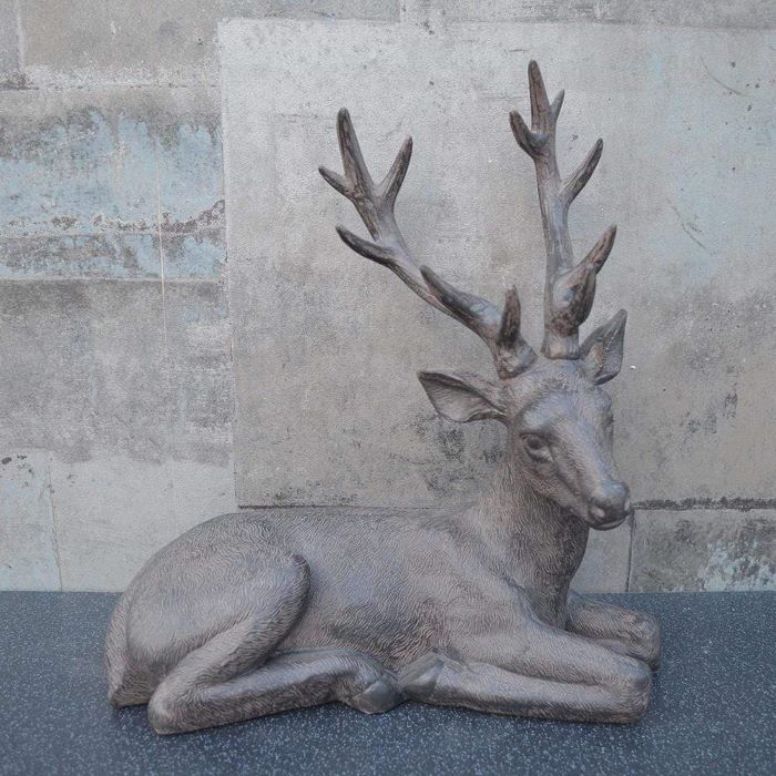 Antique Style Resting Bronzed Stag Ornament 34.5cm