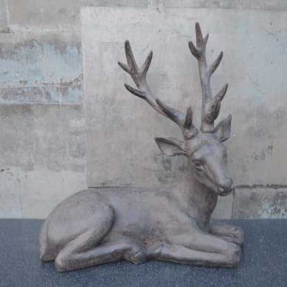 Antique Style Resting Bronzed Stag Ornament 34.5cm