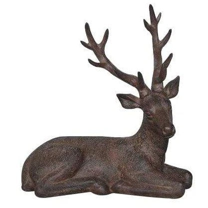 Antique Style Resting Bronzed Stag Ornament 34.5cm