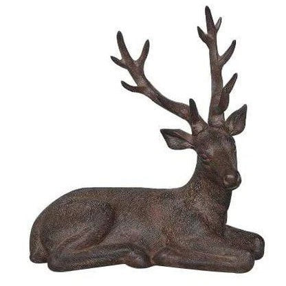 Antique Style Resting Bronzed Stag Ornament 34.5cm