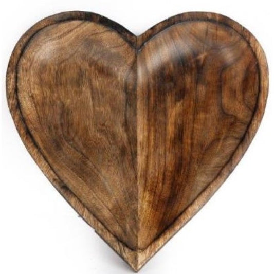 Mango Wood Heart Bowl - 30cm