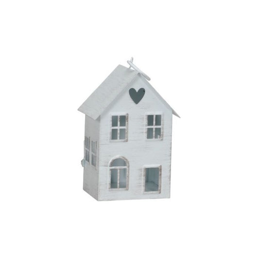 Metal White House Lantern Candle Holder 14cm