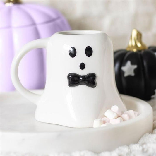 Mr Boo Ghost Shaped Mug with Bow Tie - 440ML