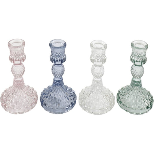 Pastel Glass Candle Holders - 10cm