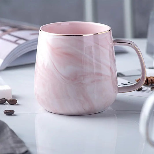 Pink Marble Effect Ceramic Mug - 8.8cm