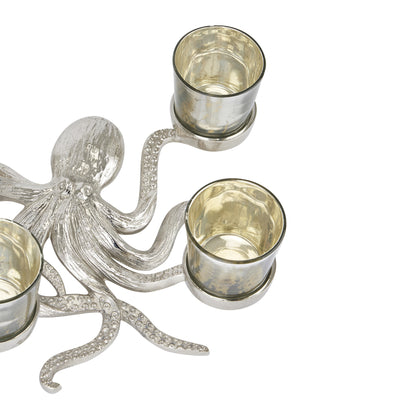Silver Octopus Quadruple Tealight Candle Holder 30cm