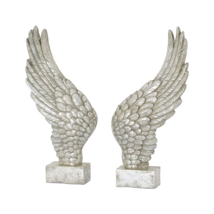 Antique Silver-Coloured Angel Wings Ornament - 49cm