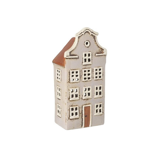 Rustic Cream House Ceramic Tealight Holder - 16cm