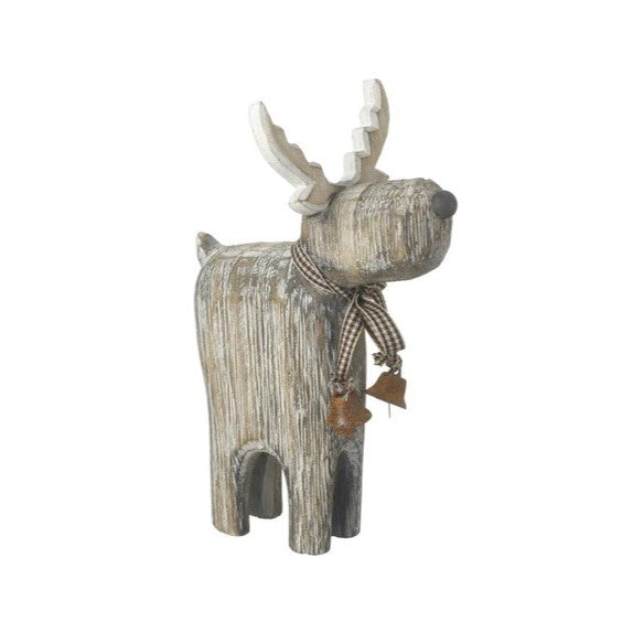 Rustic Wooden Reindeer Ornament - 17cm