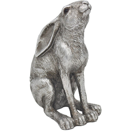 Moon Gazing Hare Ornament, Silver Coloured Moon Gazing Hare - 12cm