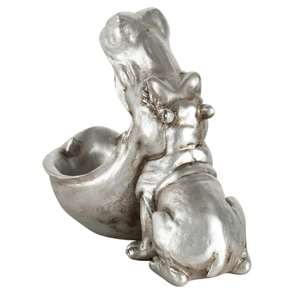 Large Silver Hippo Trinket Display Dish 29cm