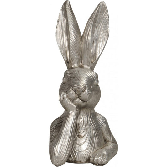 Silver Coloured Hare Bust Ornament - 17.5cm