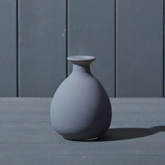 Opaque Ceramic Smokey Grey Glass Bud Vase 12cm