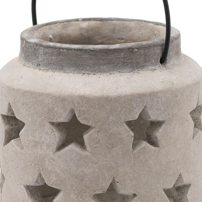 White Stone Star Lantern W/ Handle - 19cm