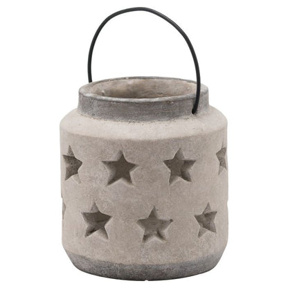 White Stone Star Lantern W/ Handle - 19cm
